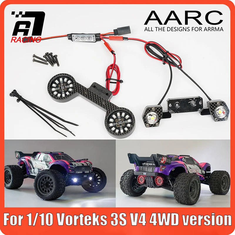 Carbon Fiber Headlights Taillights for 1/10 ARRMA Vorteks 3S V4 4WD Version RC Truck RC Car