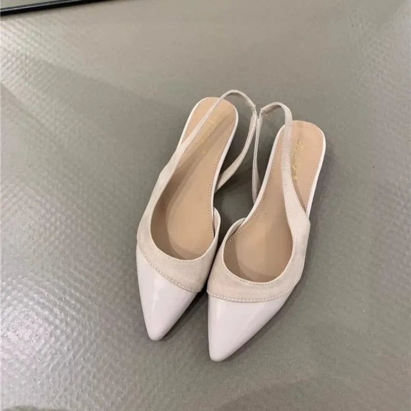 المرأة صنادل مماشي للموضة الصيف أشار تو الفم الضحلة واحدة لينة وحيد مشبك واحد حذاء مسطح التنقل اليومي أحذية غير مبطنة #5