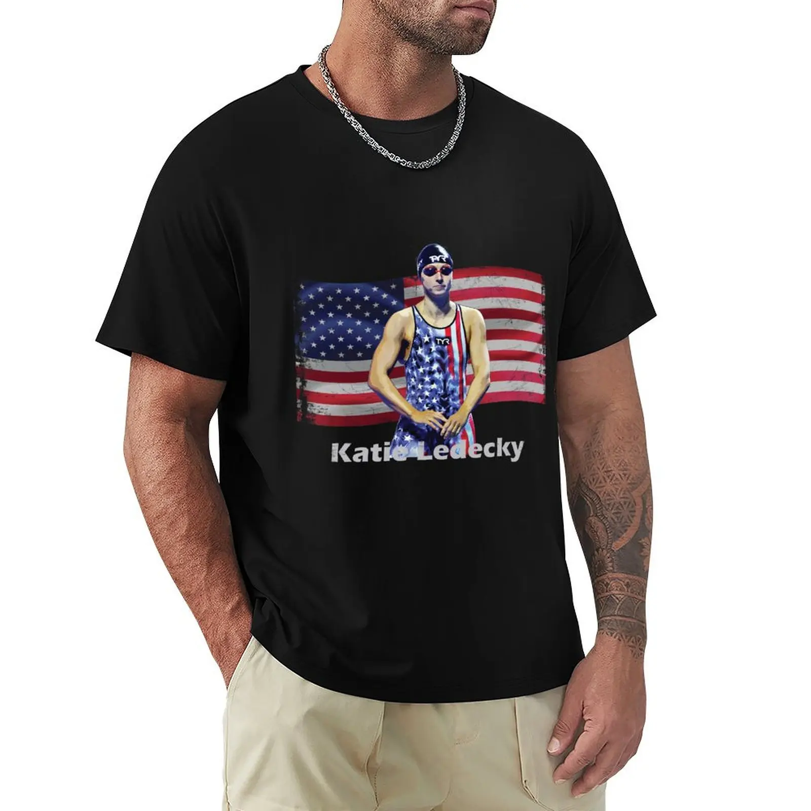

Katie Ledecky USA swimming team T-Shirt oversizeds new edition plain black t shirts men