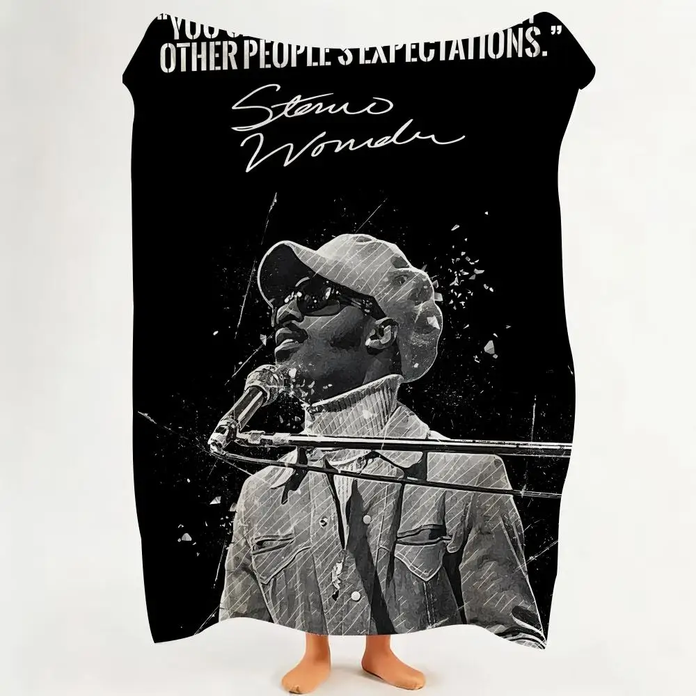 Music S-Stevie W-Wonder Throw Flannel Throw Blanket Suitable for Sofa、Living Room、Bedroom