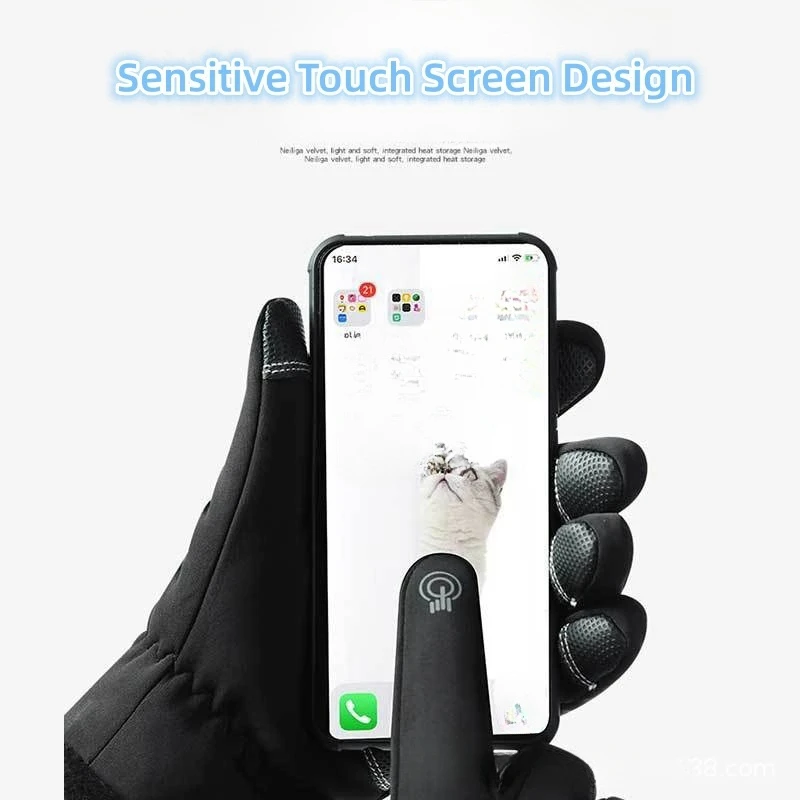 قفازات تزلج حرارية مقاومة للماء ، قفازات شتوية ، طقس ، مناسبة للأماكن الخارجية والجري وركوب الدراجات وركوب الخيل وصيد الأسماك والمشي لمسافات طويلة