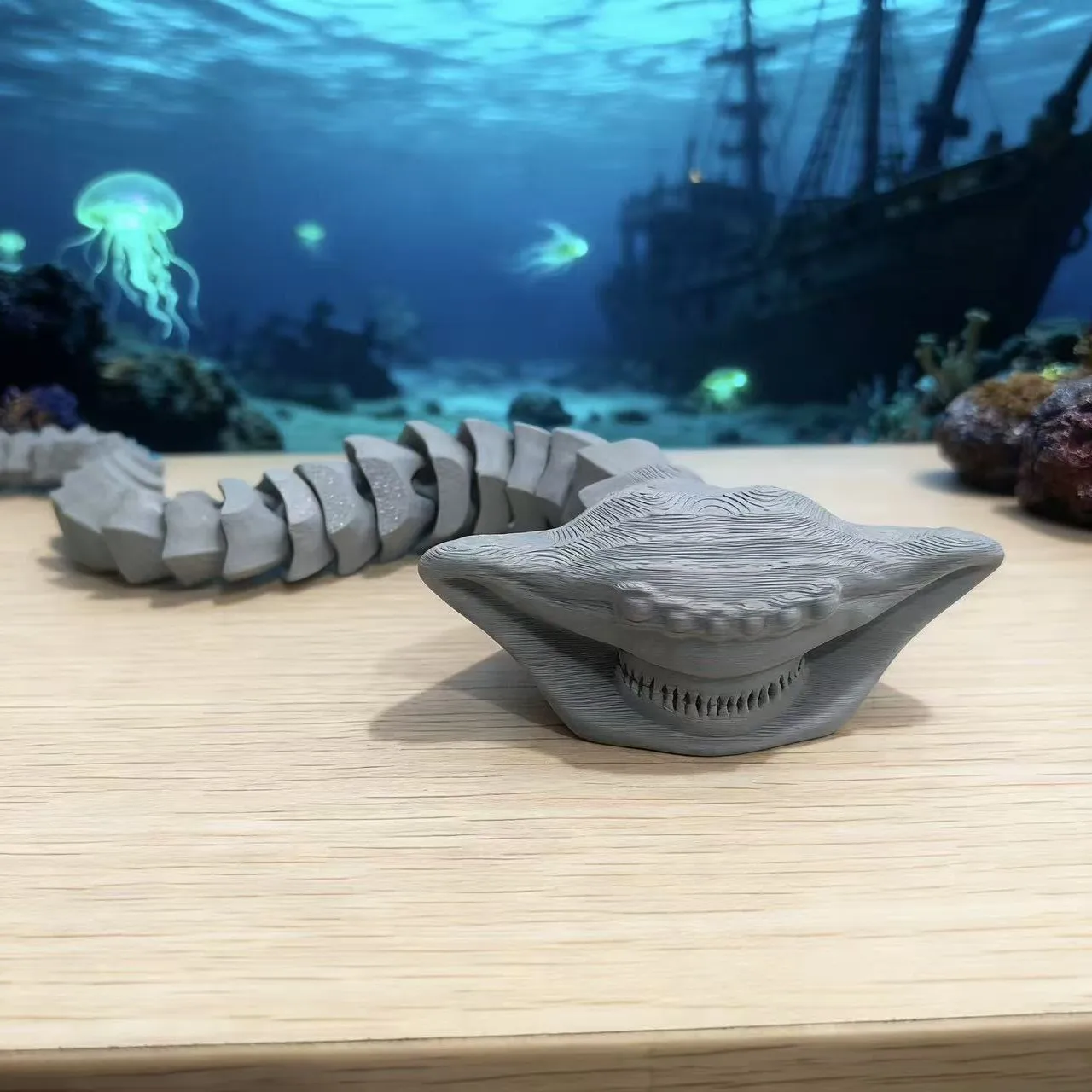 1/4pc 3D Printing Sea Eater Bloop Gran Maja Action Figure Model Toy Doll Christmas Gift Joint-movable Deep Sea Monster Figurines