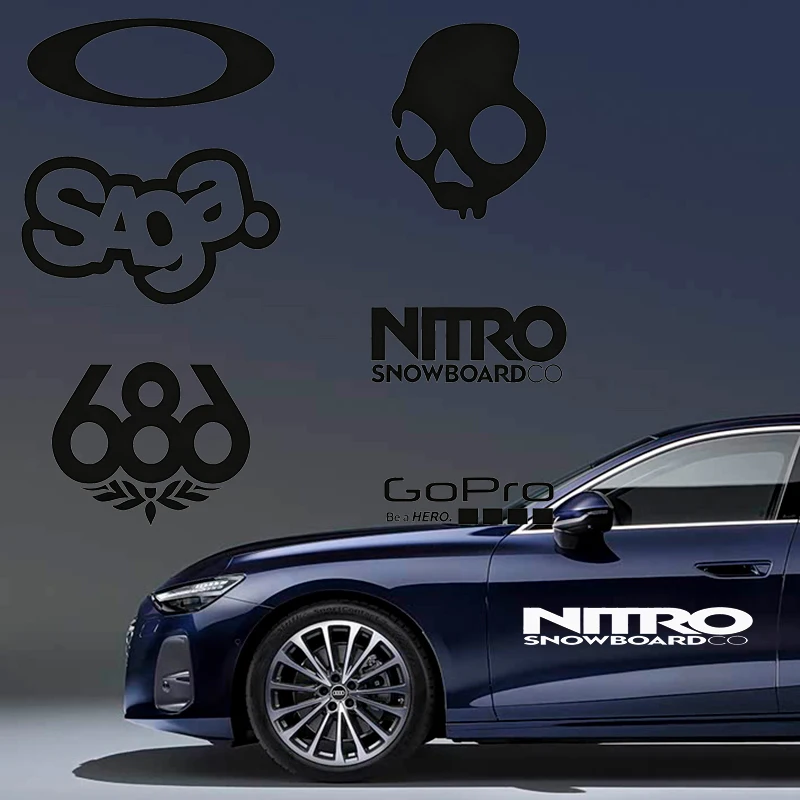 Custom Waterproof Car Stickers Surface Mount Easy Install No Residue White Skull Hero Text for Car Snowboard