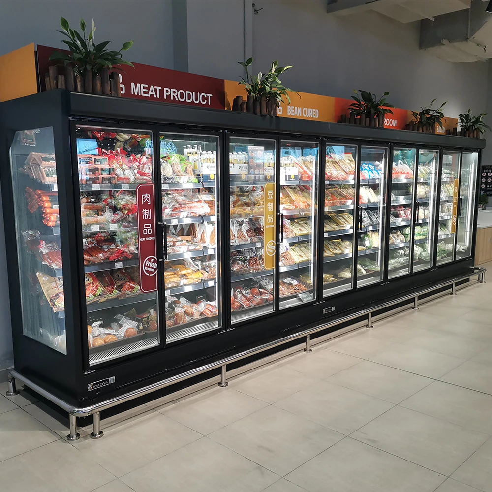 2500mm Single-Temperature Commercial Glass Door Fridge Remote Display Freezer for Cold Drink Display in Supermarket