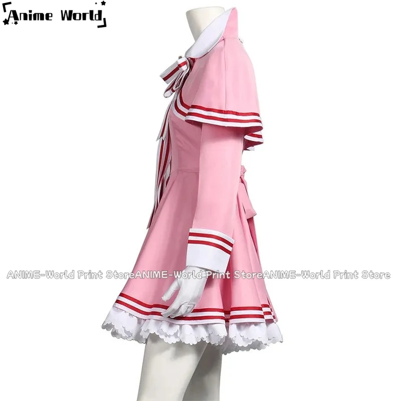 《Custom Size》Anime Cardcaptor Sakura: Clear Card Sakura Kinomoto Pink Dress Cosplay Costume Any Size