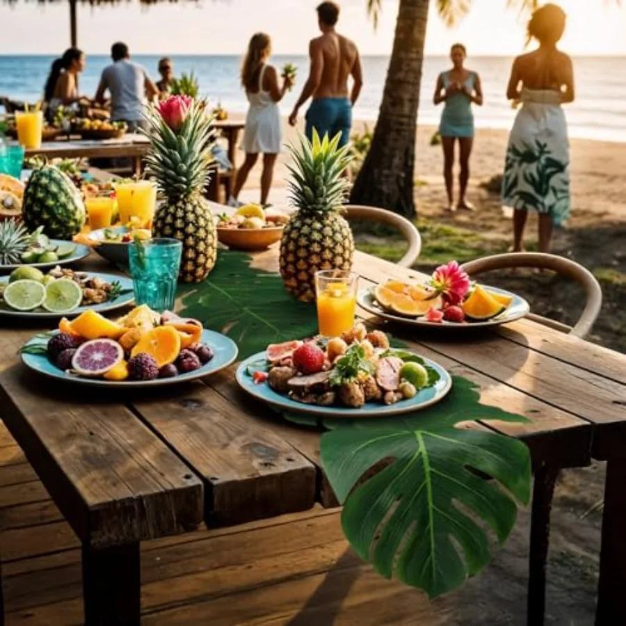 AerWo 2 قطعة أوراق النخيل الاصطناعية الأخضر الجدول عداء الصيف أوراق الاستوائية الجدول العدائين 72 ihes طويلة لحفل الزفاف مو الغابة Saf #6