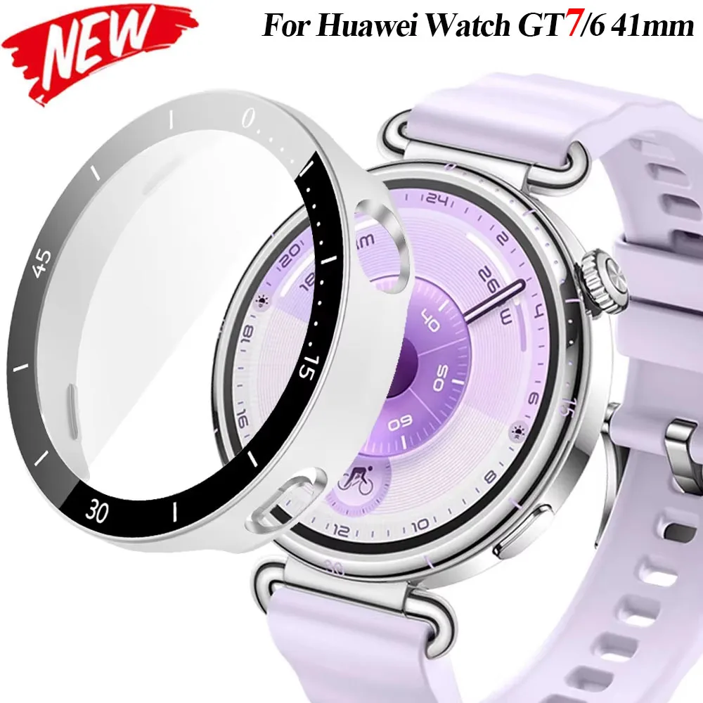 Gehärtete Glasfolie + Hülle für Huawei Watch GT7 6 41mm Offizielle Skala Bildschirmglas Schutzhülle Huawei Watch GT6/7 41mm Abdeckung