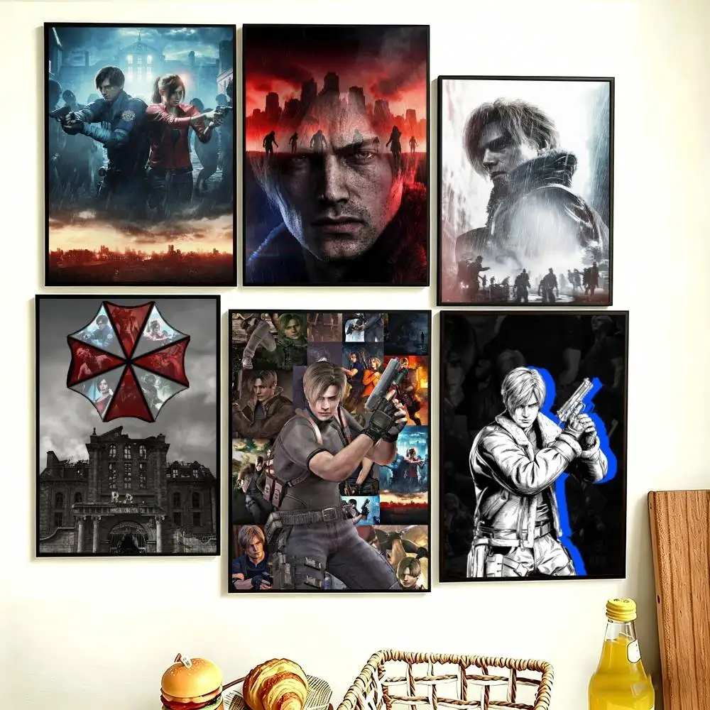 Game R-Resident E-Evil Requiem Leon Poster Perfect Space Sticker Self Adhesive for Office Home Theater Wall Art Decor Fancy Gift