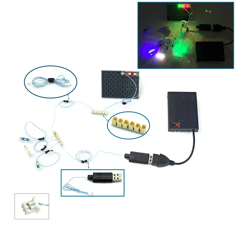 MOC LED 0.8Pin Lichtbaustein Runder 1X1 Blinkender Streifenlichter Stadtstraßenbeleuchtung USB-Teile Leuchtende Bausteine Spielzeug – Detail 1