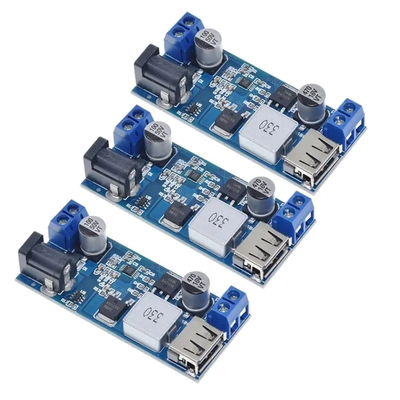 ABKO-USB Power Supply Module 3Pcs DC-DC 24V/12V To 5V 5A Step Down Buck Adjustable Replaces LM2596S