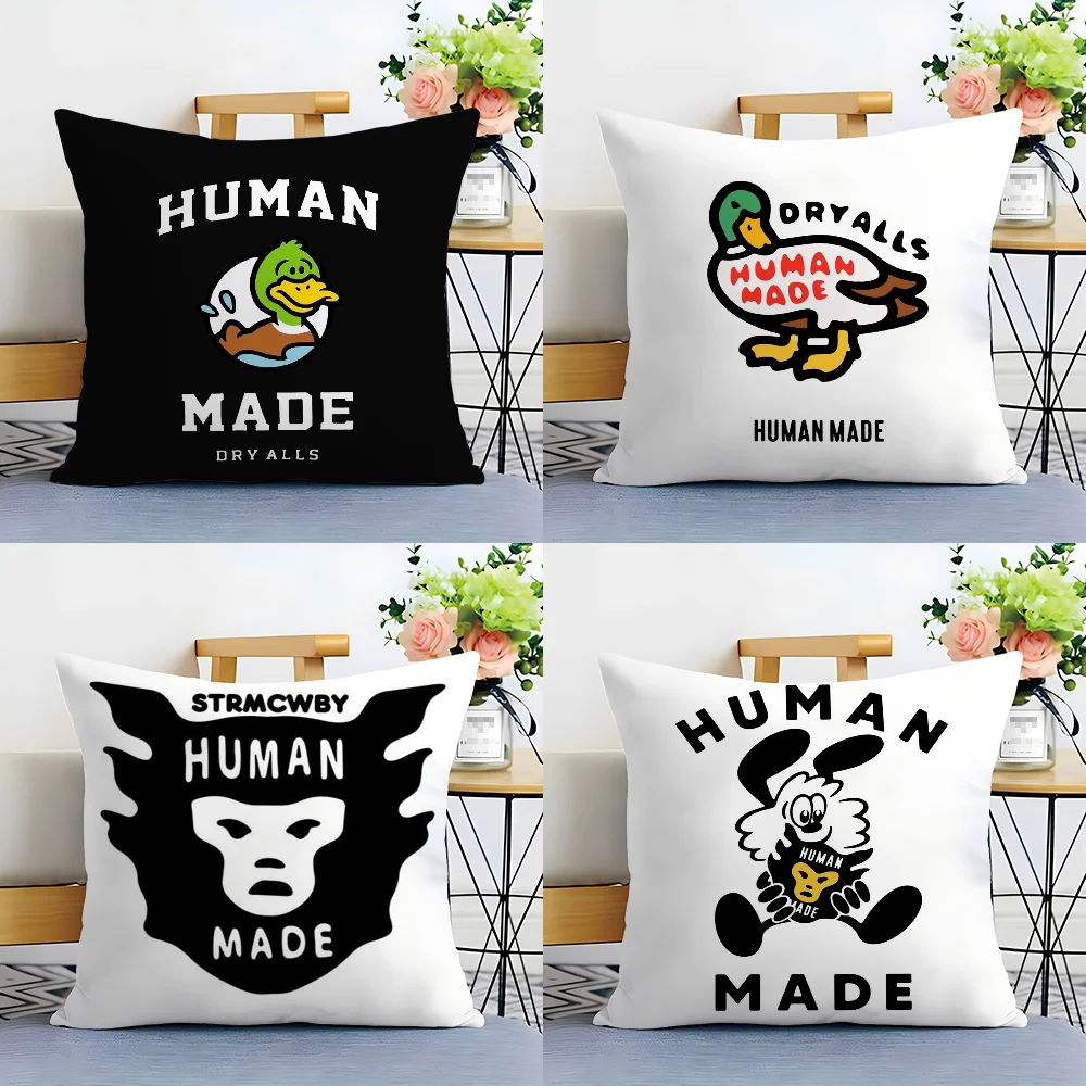 Fashion H-humanS M-Made Pillow Case Plush Fabric Soft  Pillowcase Double Sided Print Cushion Cover Household Gifts