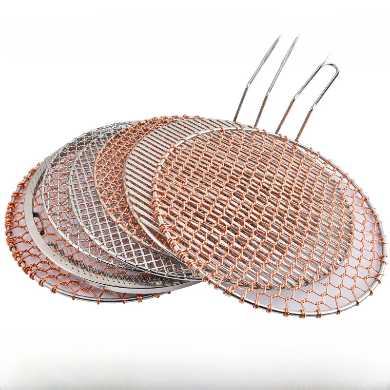 

Коммерческий аде Мідный коврик для барбекю и сеткой из нержавеющей стали, проволока из нержавеющей стали, неожиданный уголь, коврик для огня, большой круглый вариант
