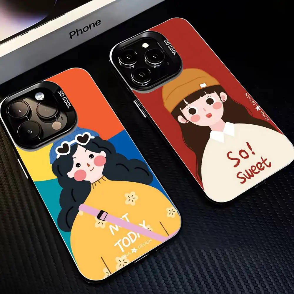 

Literary maiden Phone Case For iPhone17,16,15,14,13,12,11 Plus,Pro Max Black Matte Shockproof Cover