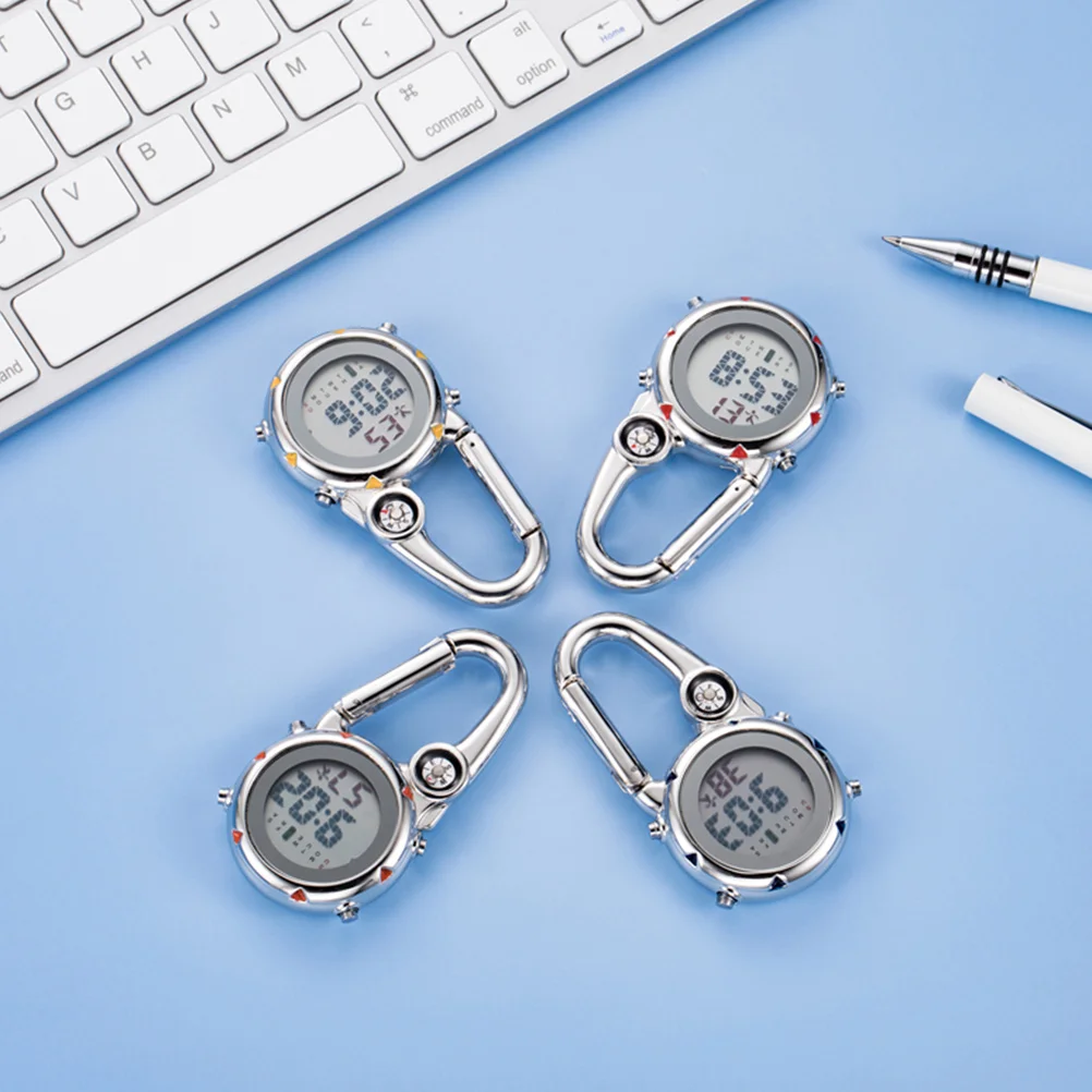 Mountaineering Hook Hanging Watch Stainless Steel Clip Quartz Climbing Waterproof Glow Dark Outdoor Pocket Watch Novelty