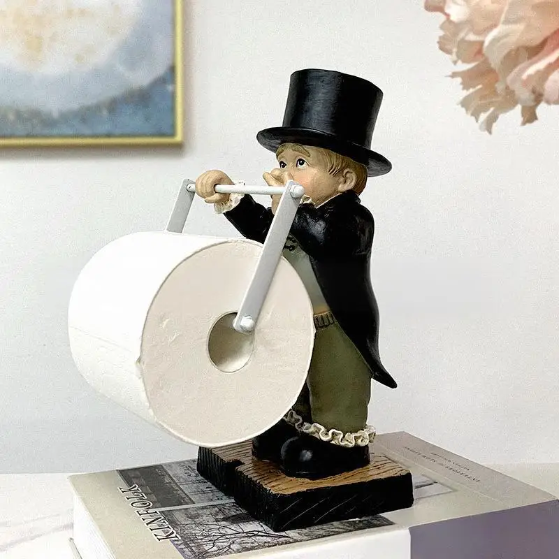 

Creative Gentleman Tissue Holder Sculpture Resin European American Style Modern Minimalist Home Decor Stylish Character Ornament