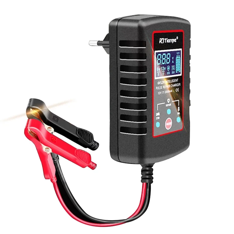 Chargeur de batterie intelligent 6V 12V 2A, pour voiture, flotteur automatique, moto, tondeuse à gazon, tracteur, plomb-acide, AGM GEL, jouet