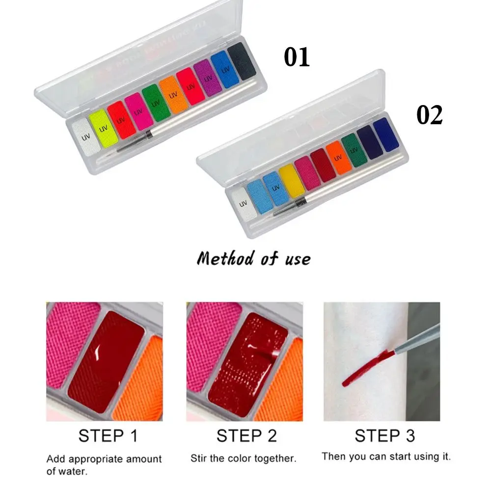 

Разноцветный светящийся набор для рисования лица, водостойкий светящийся боди-арт для макияжа, моющийся клоун