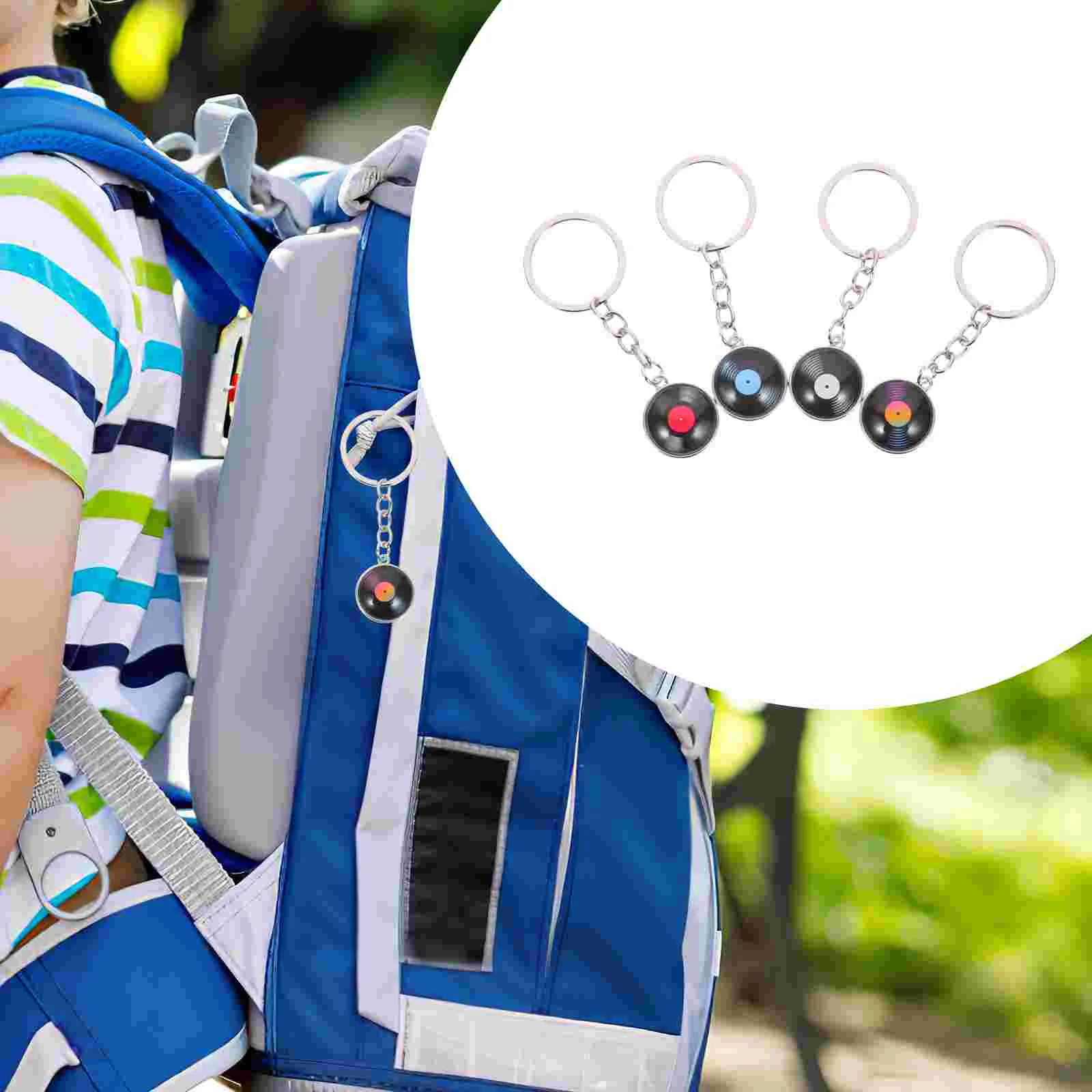 4 Pcs Record Key Chain Lightweight Keychain Retro Gifts Backpack Pendant Ring Vinyl Vintage Baby