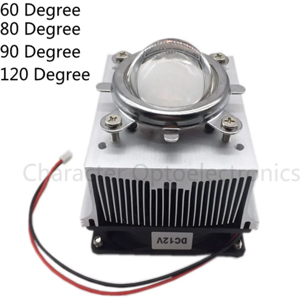 100W LED Aluminium Heat Sink Cooling Fan+60degree 90degree 120degree44mm Lens + Reflector Brack