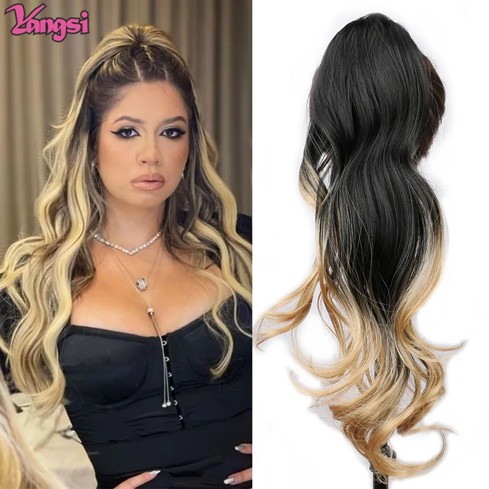 

32'' Fake Ponytail Hair Extension Long Pony Tail Hair for Women Flexible Wrap Around Ponytail Natural Synthetic Ombre Horse Tail