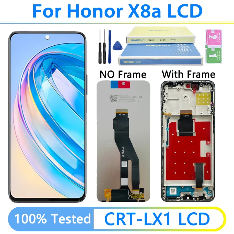 Pantalla de 6,7 pulgadas para Honor X8a LCD CRT-LX1 CRT-LX2 CRT-LX3 pantalla táctil digitalizador X8A pantalla con marco