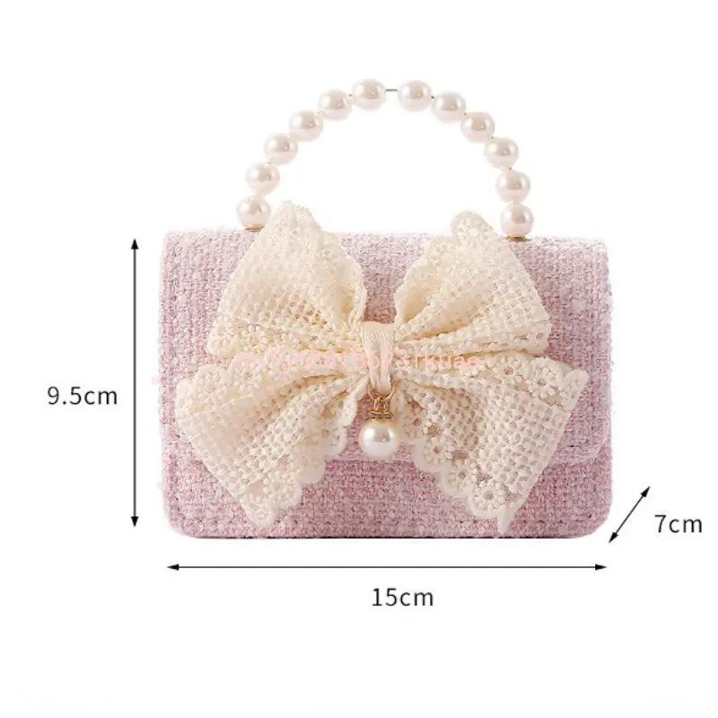 New Kids Mini Handbag Cute Princess Crossbody Bags for Girls Bowknot Party Hand Bag Toddler Linen Purses and Handbags Gift