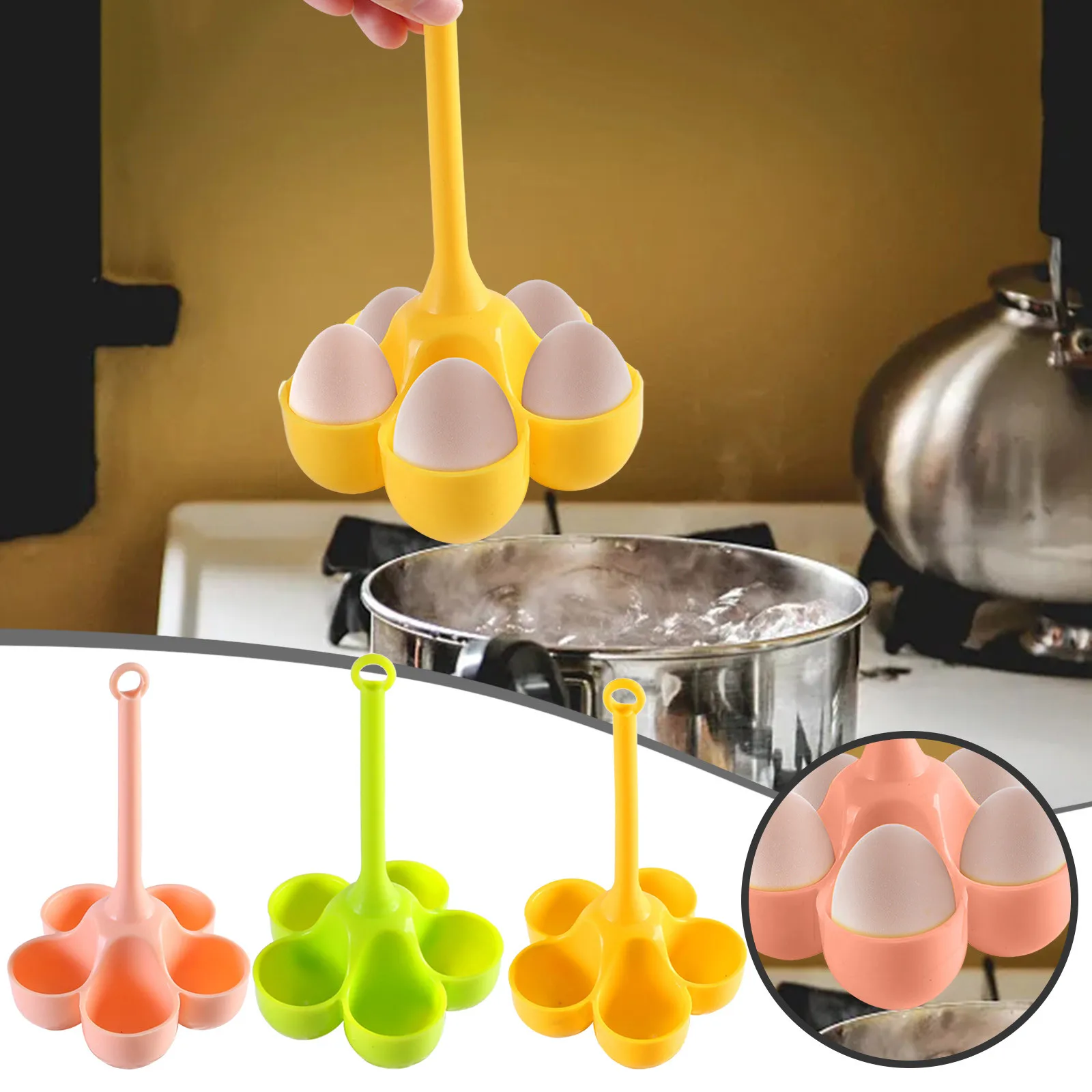 Silicone Five Hole Egg Steamer Egg Holder Kitchen Gadget Auxiliary Food Steamed Egg Poached Egg Holder Rice Molds Bowl