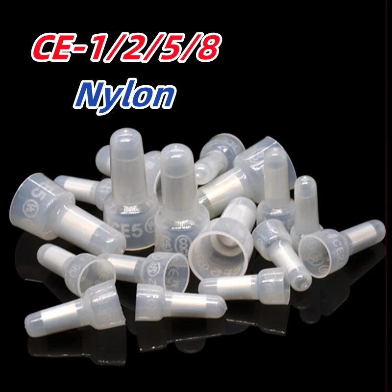Ce-1/2/5/8 Nylon Wire Terminal Pressure Line Closed End Cap Connector Car Audio Cable Crimp Splice