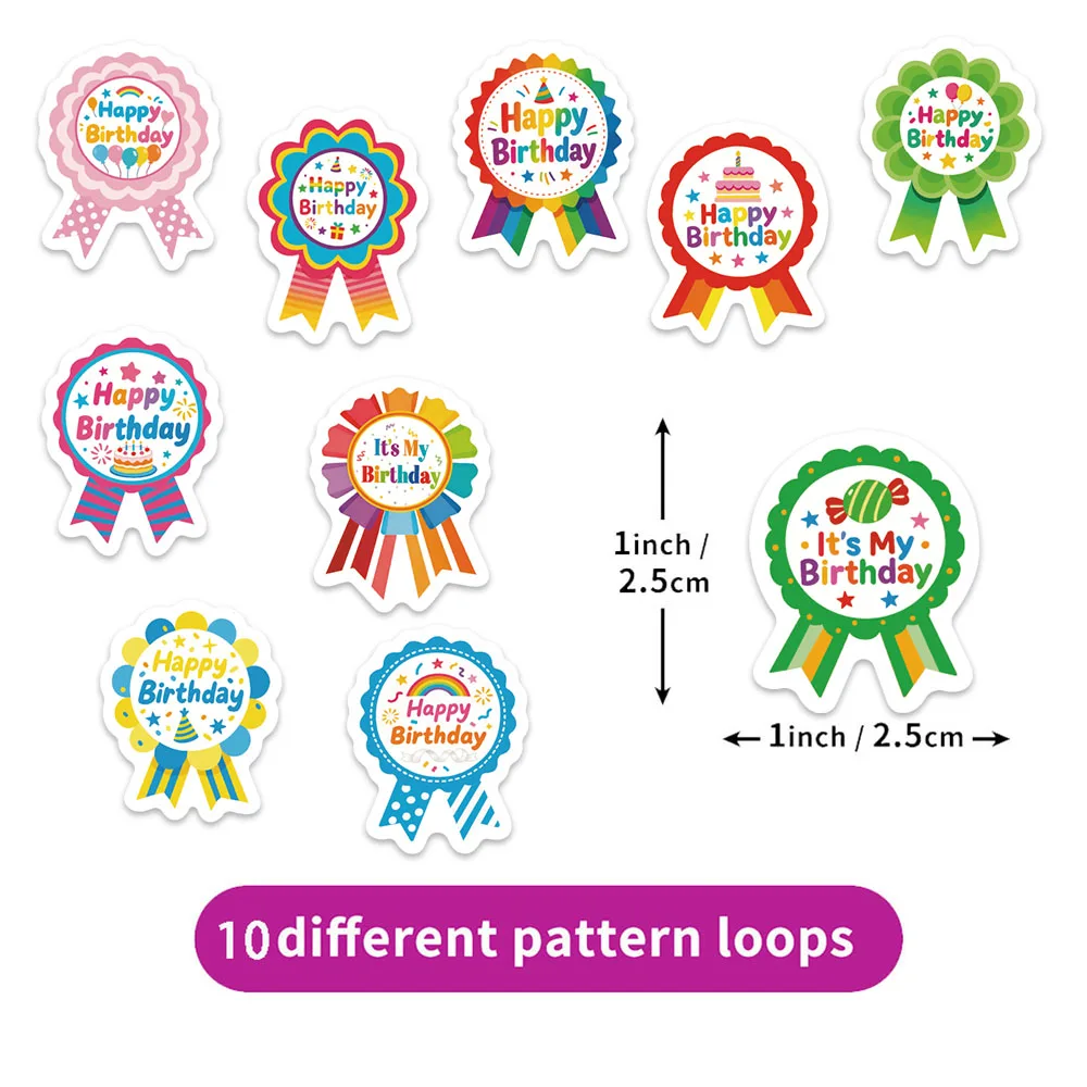 500PCS Birthday Certificate Series Roll Stickers Creative Hot Selling Decoration Computer Mobile Skateboard Stickers
