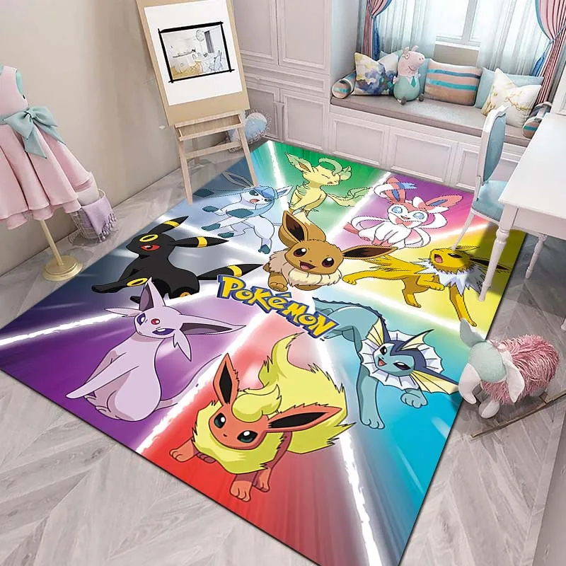 Pokémon Pikachu Eevee Print Carpet Children's Room Bedside Soft Non-slip Floor Mat Game Crawling Rugs Home Decor Sofa Door Mat