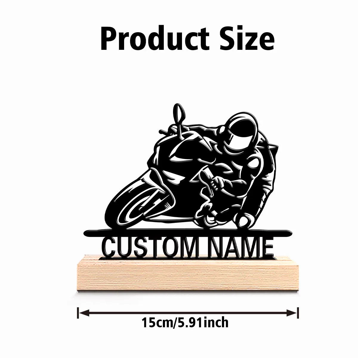 1pc Abstract Diagonal motorbike racer Customizable Letter Metal Statue Metal Ornament Metal Sculpture With Wood Base Art