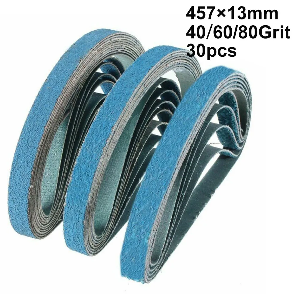 

Non-metal Sanding Belts Workshop Metal Polishing Sander Woodworking Zirconia 1/2x18 inch 30pcs 40 60 80 Grit Blue