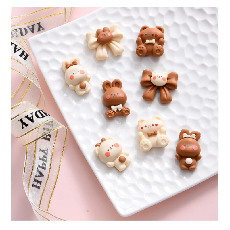 10 teile/los Mini-Cartoon kleiner Bär Kaninchen flache Rückseite Sammelalbum Handwerk Versch önerung Harz Cabochon für Haars chleife Clips Zubehör