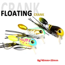 1Pcs Floating Crank Bait 8g Two-Section Design Fishing Lure Pesca Wobbler Artificial Hard Bait With Treble Hook Rotating Sequins