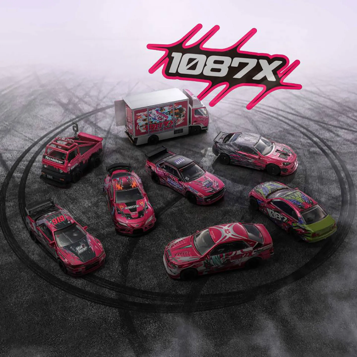 XCARTOYS 1/64 1087X Drift Racing Team End Box Set Blind Box Truck Small Car GT86/S13/E46 Racing Model