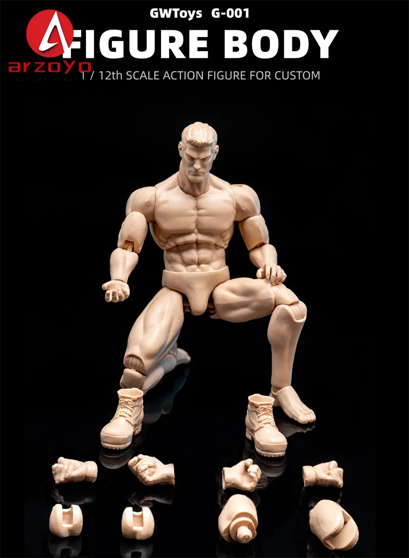 Na stanie GWToys G001 1/12 Skala Męski Elastyczny Mięśniaty Super Mocny Bezszwowy Ciało 16cm Żołnierz Pasuje do 6-calowych Figur Akcji Model Lalki
