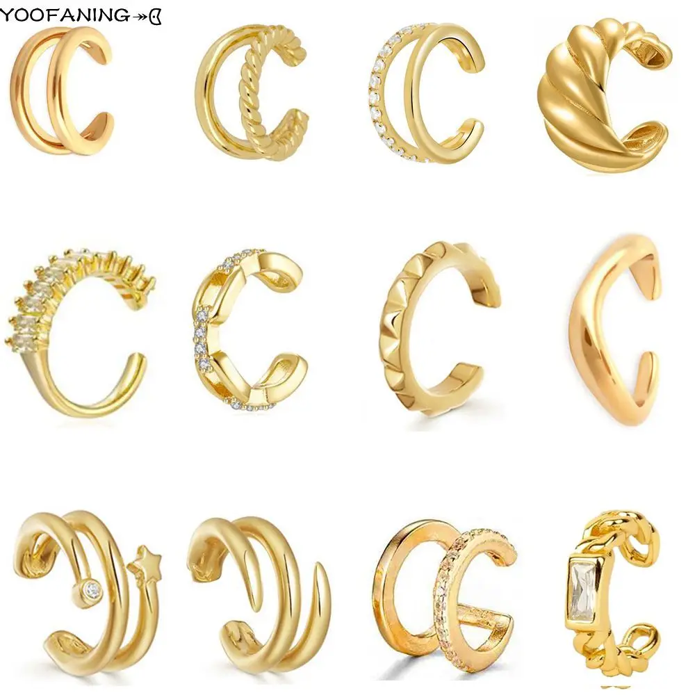 2024 Hot Selling 1 Exquisite C-shaped Gold Silver Earclip Fashion Item Fake Perforated Clip Women's Earrings Jewelry Party Gift