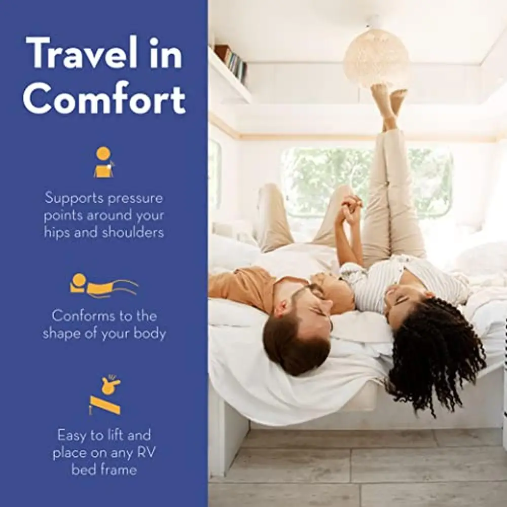 ที่นอนเมมโมรี่โฟมแบบสั้น 6 นิ้ว สำหรับรถบ้าน ได้รับการรับรอง CertiPUR-US ให้ความสบายในการเดินทาง นอนหลับสบาย โฟมนุ่ม ลดแรงกดทับ พร้อมผ้าคลุมลายดามัสก์ สำหรับรถบ้าน