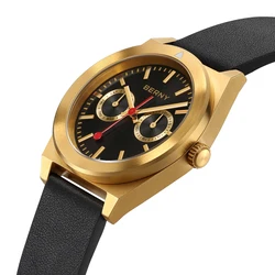 BERNY Men Watch Panda Eyes Wristwatch for Men Simple Casual Men's Fashion Watch Rotating Bezel Men Watch