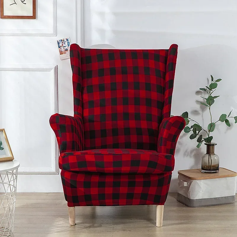 Geometric Print Wing Chair Cover Stretch Spandex Armchair Covers Elastic Relax Non Slip Sofa Slipcovers with Seat Cushion Covers