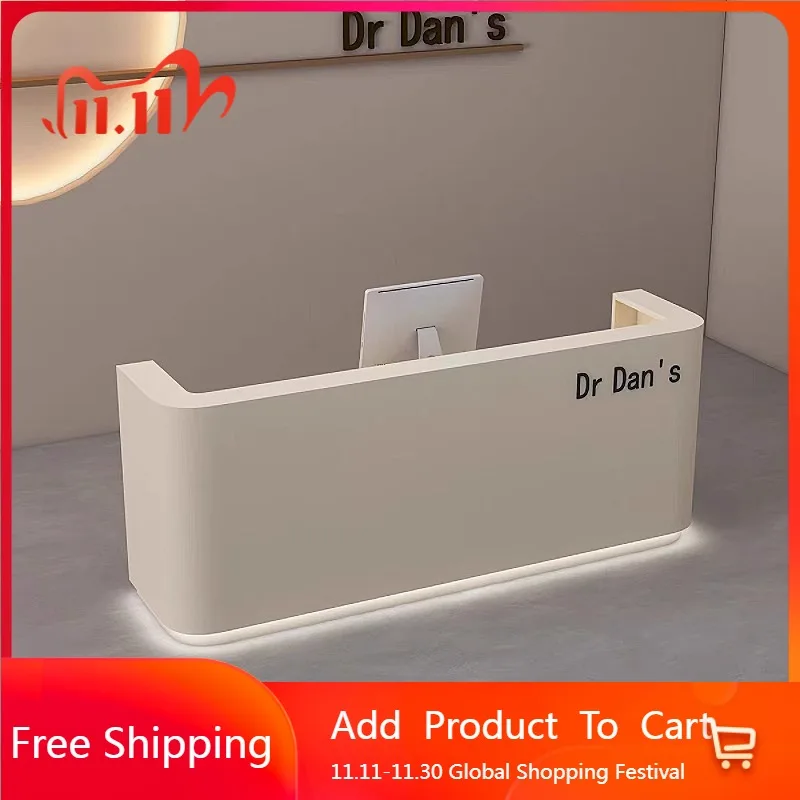 

Aesthetic Company Reception Desks Bar Modern Shelves Restaurant Shop Desks Luxury Beauty Unique Mostrador Commercial Furniture