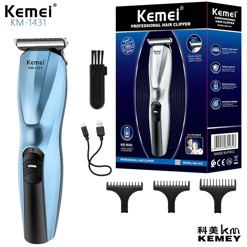 Wholesale Mens Professional Hair Clippers Kemei KM-1431 Cordless Rechargeable Hair Trimmer Haircut Grooming Kit