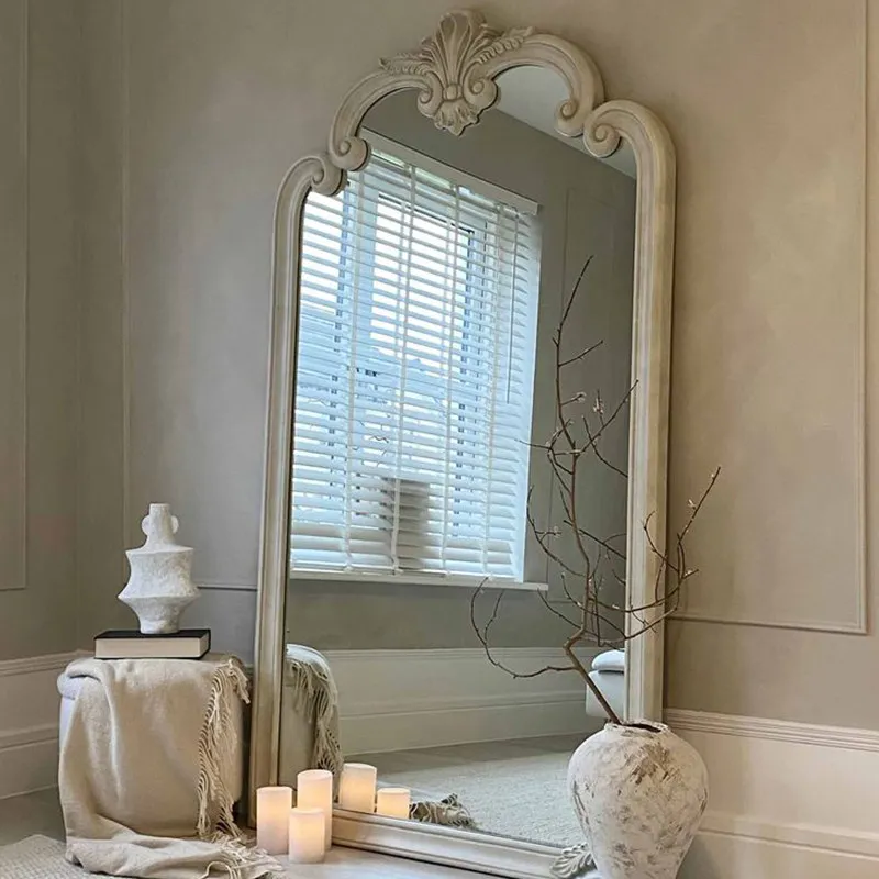 American full-length mirror, home bedroom, clothing store, try on European carved floor mirror