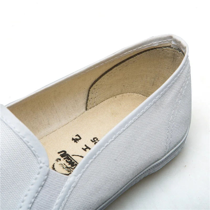 Canvas Shoes for Women Men White Martial Arts Shoes Casual Soft Soled Gymnastics Elastic Shallow Mouth Cloth Flat Shoes image 3