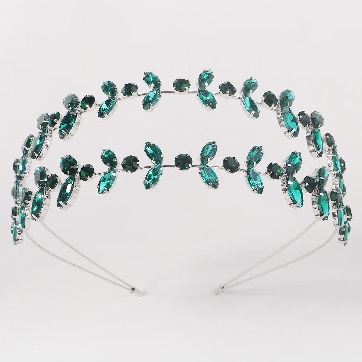 SLBRIDAL Handgefertigte Strass Smaragd Kristall Perlen Damen Mädchen Tiara Stirnband Braut Hochzeit Brautjungfern Krone Haarschmuck – Detail 5