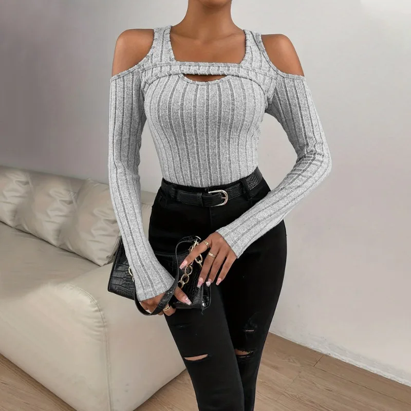 

Женский элегантный и интеллектуальный стиль 2025 года, универсальный облегающий топ для осенних и зимних каникул из двух частей, дизайн Sense