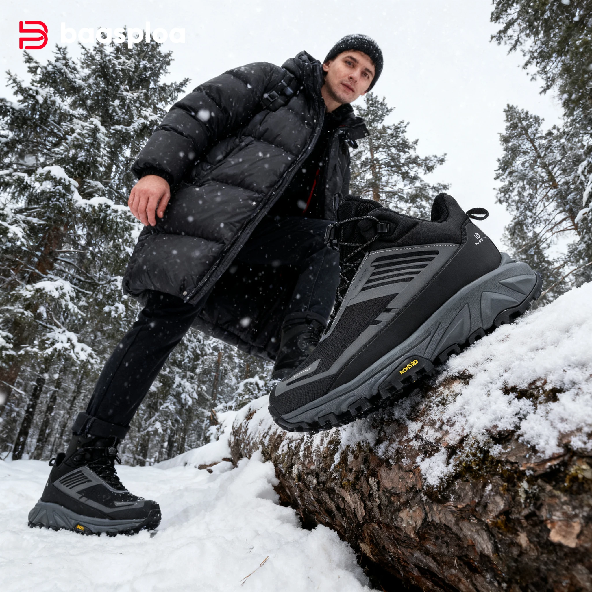 

Baasploa/Новая походная обувь, мужская повседневная легкая плюшевая теплая прогулочная обувь, мужские уличные водонепроницаемые нескользящие кроссовки ﻿