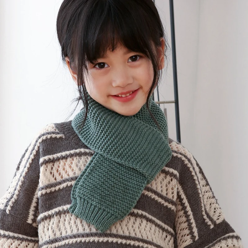 Children Scarf Winter Baby Solid Knitted Scarves Warm Neckerchief For Kids Girls Boys Soft Knitting Scarf New Korean Style