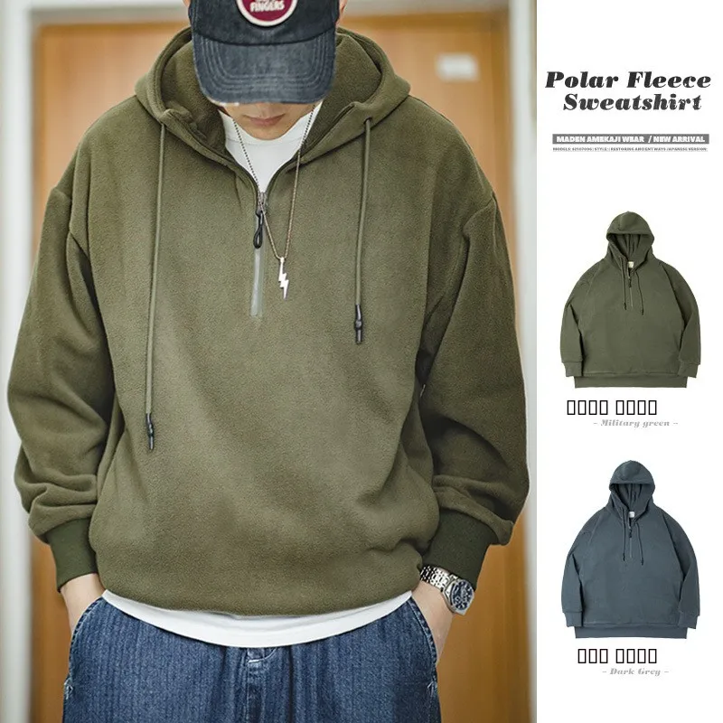 

Мужская толстовка Maden с капюшоном на флисовой подкладке, винтажная, в стиле милитари, весна-осень, утепленная, повседневная, свободного кроя, молодежный тренд