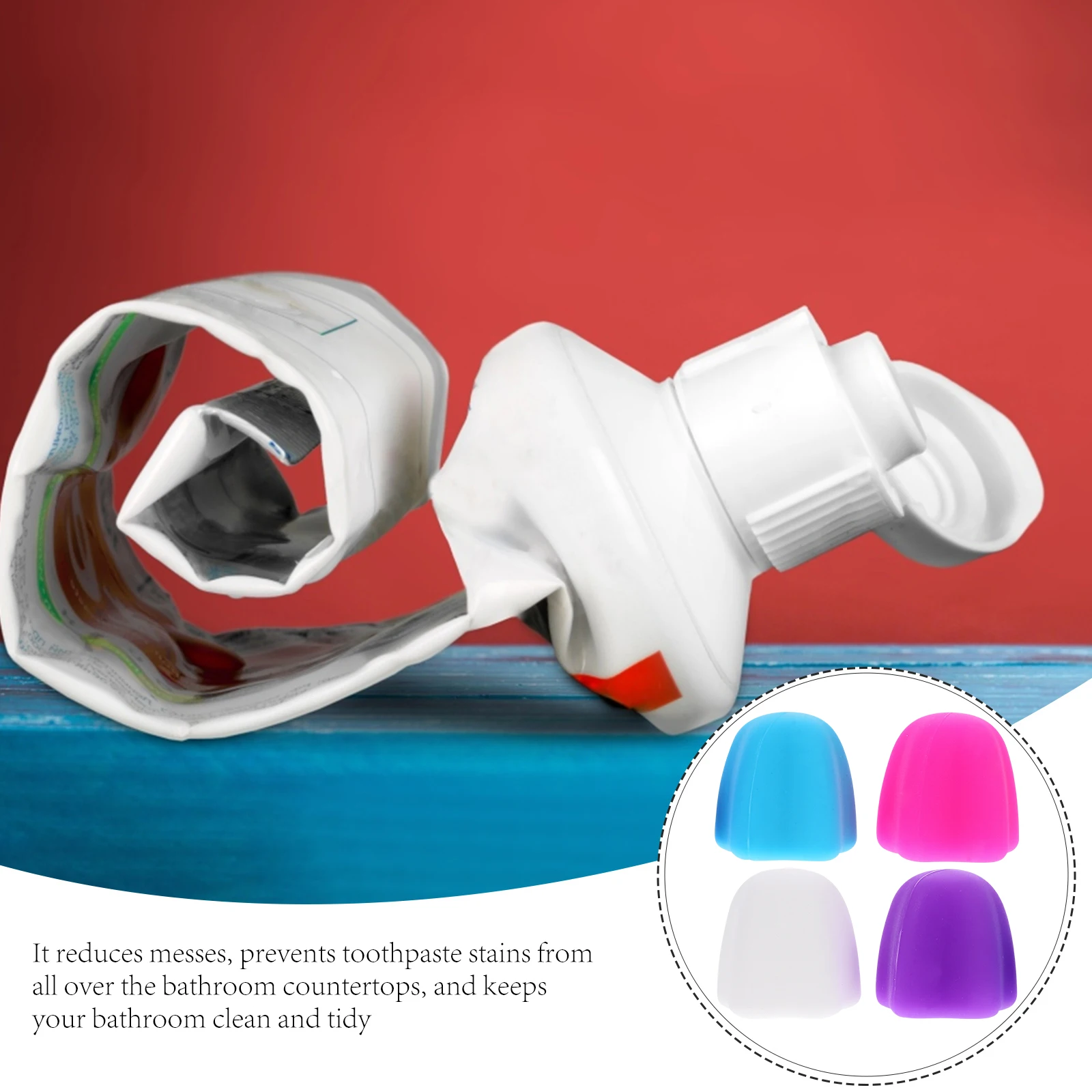 

4Pcs Toothpaste Caps Silicone Protective Covers Easy Install Self-Closing Design Portable Toothpaste Protectors Bathroom